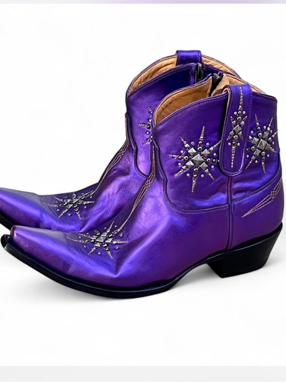 Old Gringo Starburst Stud Metallic Purple Ankle Boots Rocker Countrygirl